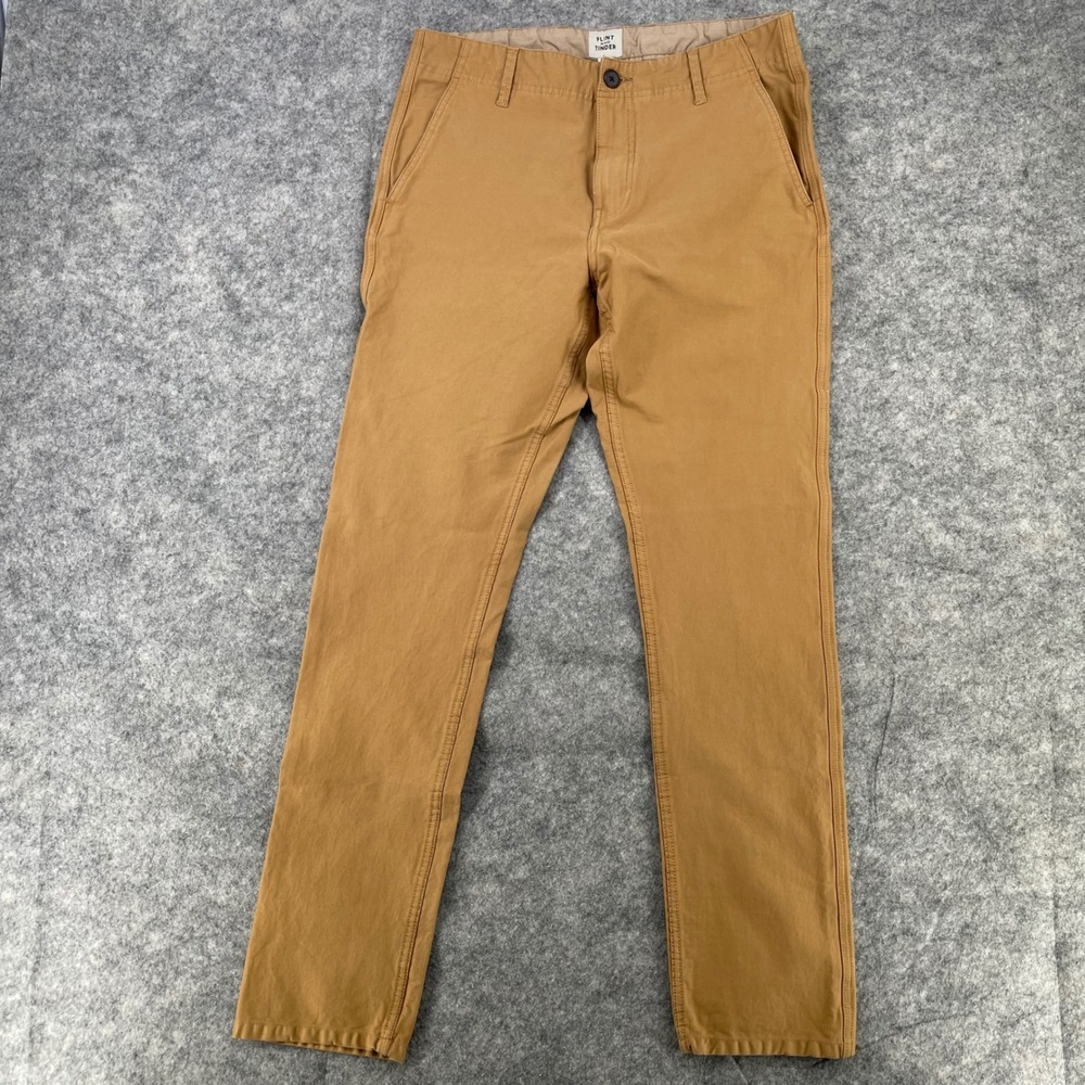 Flint and Tinder 365 Chino Men 32x31 Brown Slim Straight Organic Cotton Stretch